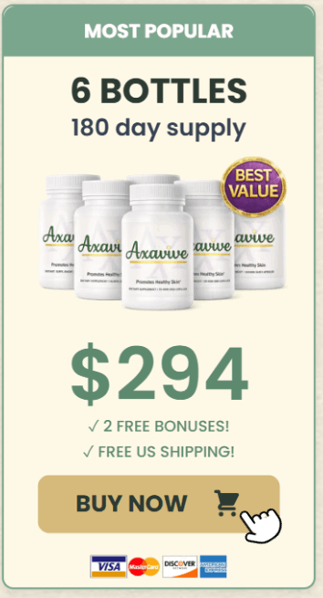 Axavive 6 bottle 180 day supply for collagen support hydration and radiant skin